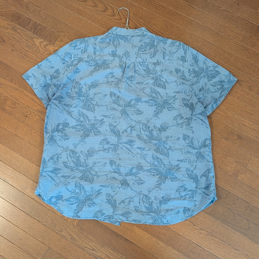 Lucky Brand - Blue Tropical Print Shirt - Linen Blend - Picture 3 of 4